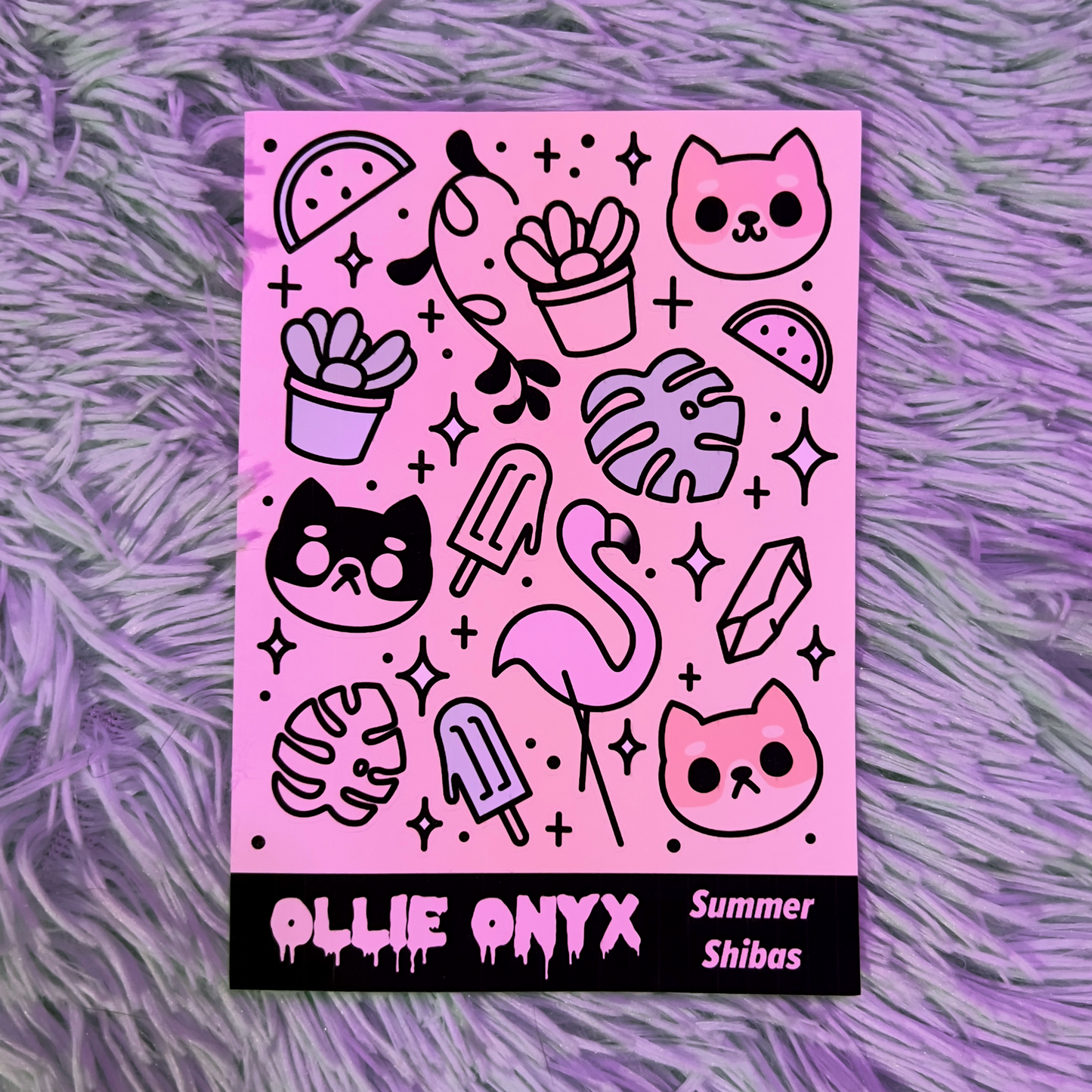 Ollie Onyx Waterproof Sticker Sheets - Witchy Kitties, Crystal Kitties, Summer Shibas