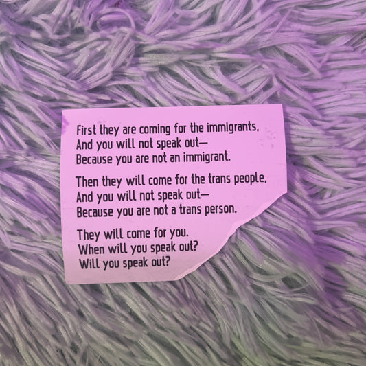 "First They Are Coming" Political Poem Waterproof Sticker