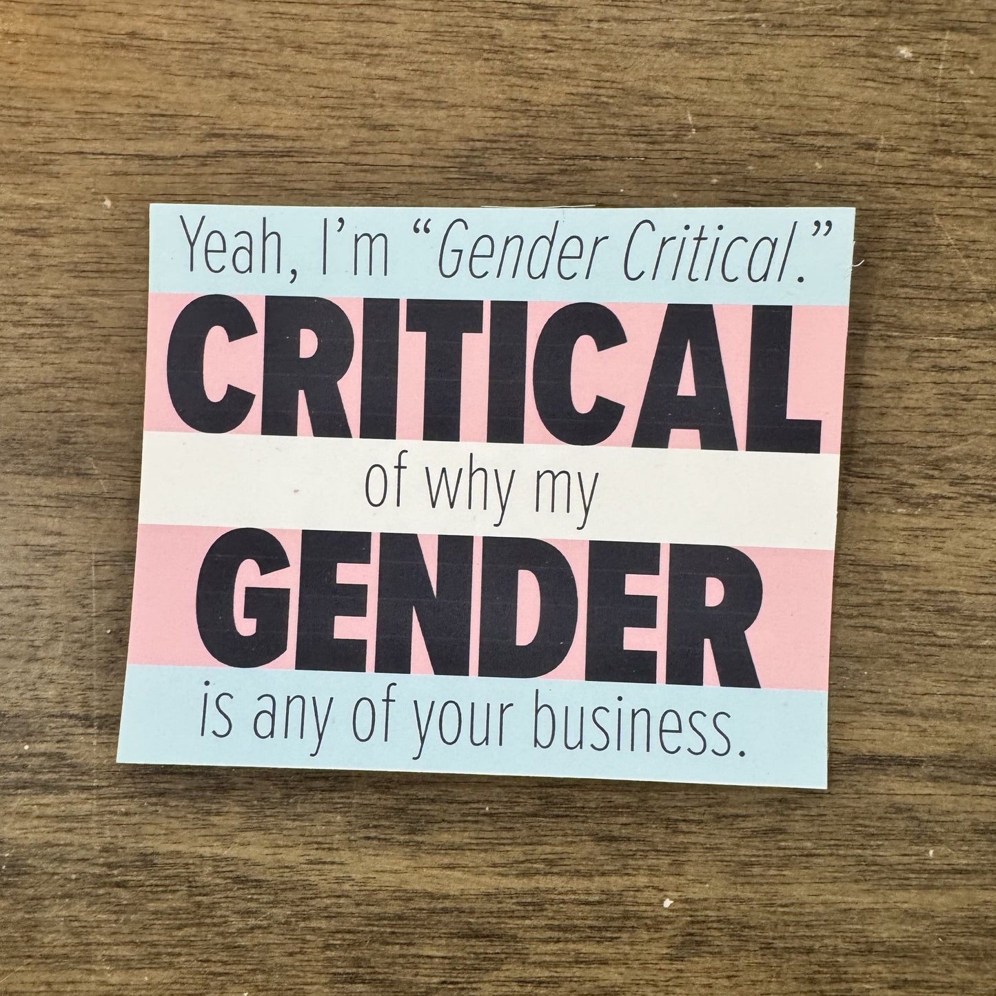 Critical Gender Trans Pride Waterproof Sticker