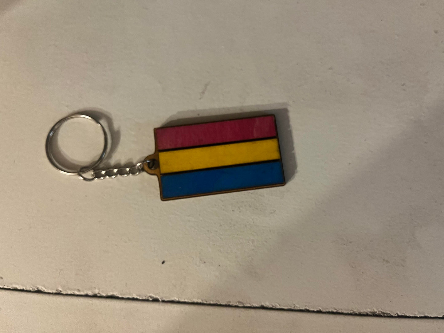 Wooden Pride Flag Keychain