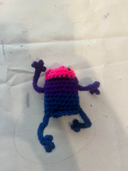 lgbt pride themed crochet frog