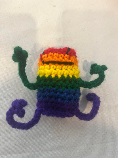 lgbt pride themed crochet frog