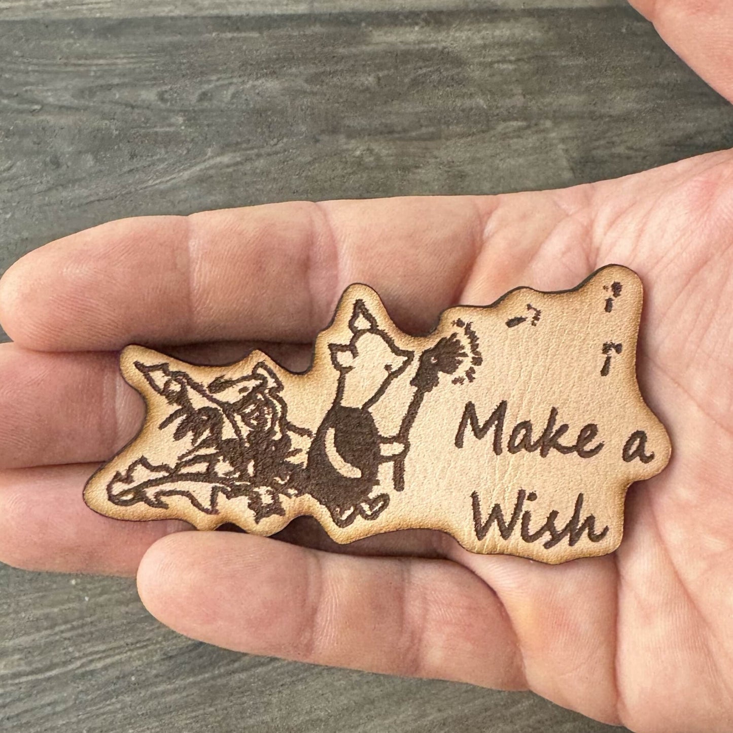 Make a Wish Piglet Leather Iron-on Patch