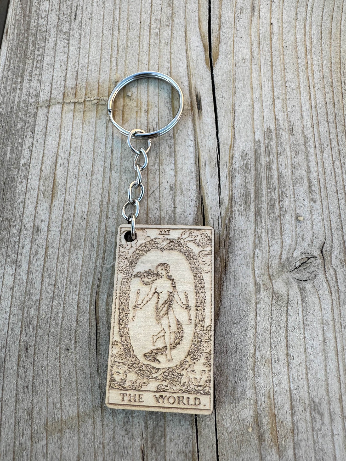 Rider–Waite Tarot Card Wooden Keychain